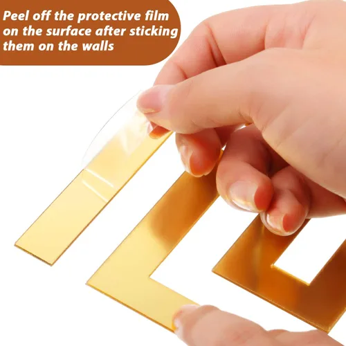 Miniatura 3 de Shappy 24 calcomanías de pared de espejo para bricolaje, removibles, adhesivas, geométricas, griegas, para despegar y pegar, para el hogar, sala