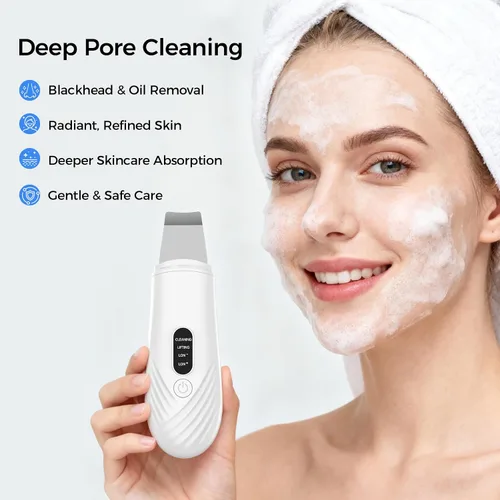 Miniatura 2 de Espátula facial para exfoliar la piel, herramienta removedor de puntos negros para limpieza profunda facial, limpiador de poros con 4 modos, Blanco