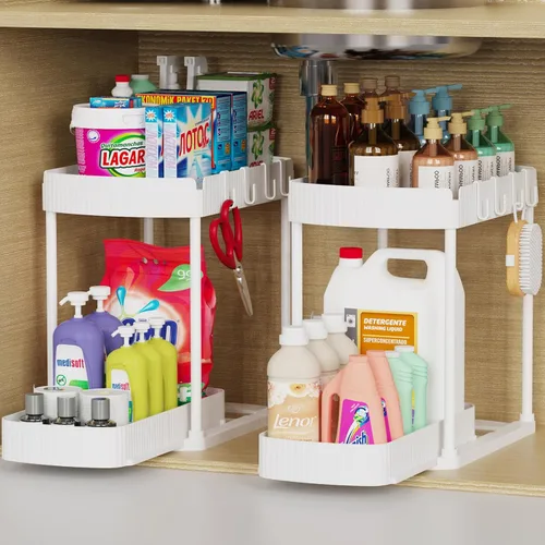 Miniatura 8 de Ukeetap Organizadores de almacenamiento extraíbles multiusos, organizadores debajo del fregadero/gabinete y almacenamiento para baño y cocina, Negro