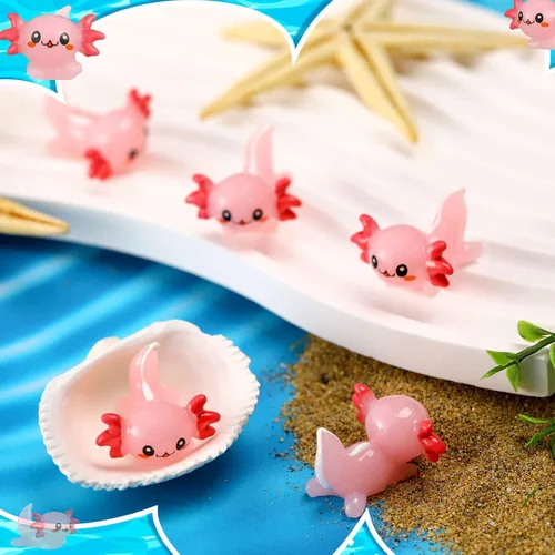 Miniatura 3 de 24 piezas de mini ajolote rosa figura de resina en miniatura de ajolote diminutos figuras de animales adornos, mini figuras de animales para ocultar