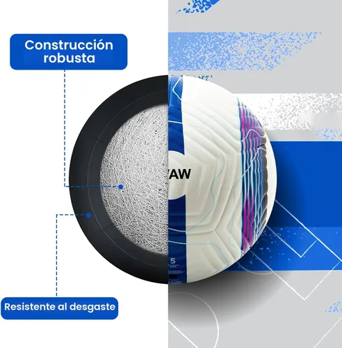 Miniatura 3 de Balón de fútbol oficial de partido ZWAW tamaño 5 – de cuero PU impermeable, incluye inflador y agujas, bolsa de almacenamiento de malla para fácil