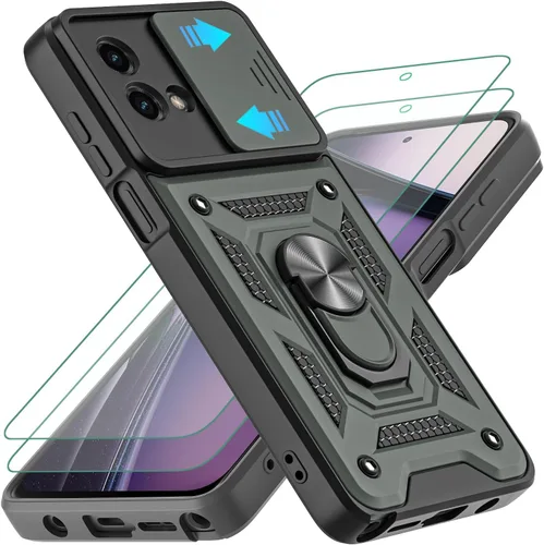 Miniatura 8 de Funda para Moto G Stylus 2023 5G, con 2 protectores de pantalla HD, grado militar, doble a prueba de golpes, funda invisible con función atril