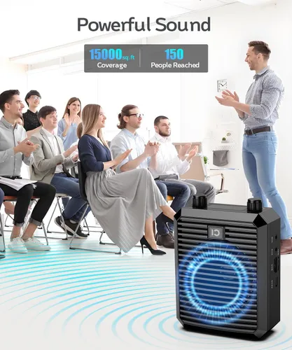 Miniatura 3 de SHIDU Amplificador de voz de 18 W para profesor con micrófono inalámbrico, altavoz Bluetooth portátil y megáfono, sistema amplificador de potencia