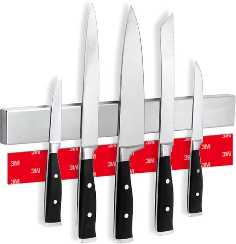 Miniatura 16 de Portacuchillos magnético para pared, 10" no requiere perforación, incluye cinta autoadhesiva, extra fuerte para sujetar cuchillos – Tira magnética