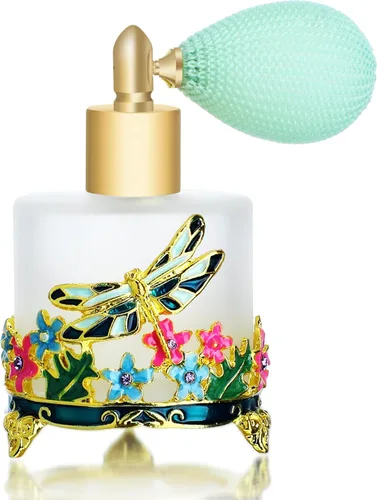 Miniatura 7 de YU FENG Botella de perfume de vidrio con atomizador de spray + bulbo de presión + embudo, patrón de mariposa pintado a mano, atomizador de cristal N1