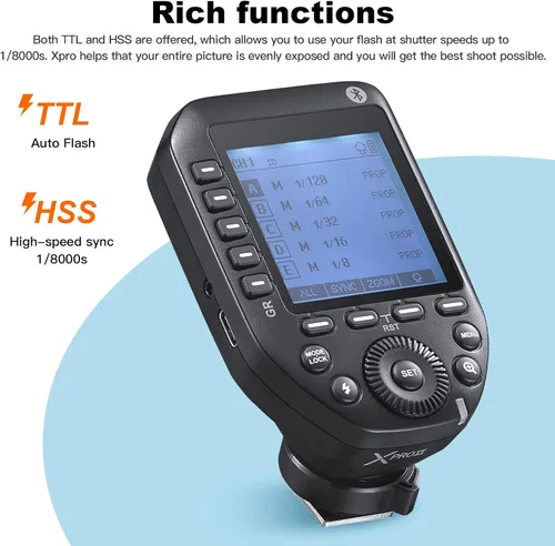 Miniatura 2 de Godox XProII-N TTL Transmisor de disparador de flash inalámbrico compatible con cámaras Nikon, 2.4G 1/8000s HSS, conexión Bluetooth, nuevo bloqueo