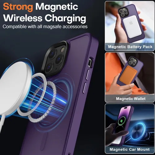 Miniatura 129 de Fuerte magnético para iPhone 11, compatible con Magsafe, [resistente a caídas de 13 pies] Funda trasera translúcida mate con sensación de piel