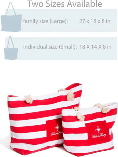 Miniatura 5 de Fishers Finery Heavy Canvas Striped Beach Bag with Rope Handle Multi Sizes