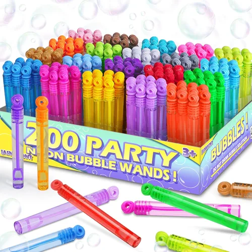 Miniatura 7 de Paquete de 32 piezas de varitas de burbujas mini de 8 colores, surtido de juguetes para regalos de fiesta para niños, celebración de Navidad, Acción