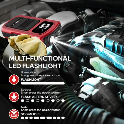 Miniatura 5 de ECOMAX ECA80 - Arrancador de batería de automóvil, 1500 A pico 15000 mAh portátil para arrancador de coche (7L Gas/5L Diesel) con carga rápida