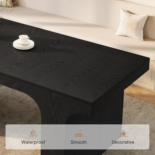 Miniatura 7 de Tribesigns Mesa de comedor de granja de 71 pulgadas para 6-8, mesa de cocina larga y moderna de madera con diseño arqueado, muebles de comedor