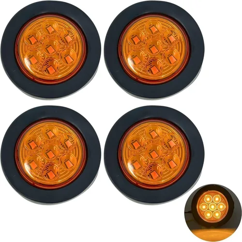 Miniatura 17 de All Star Truck Parts 8 piezas de luz LED redonda de 2 pulgadas para marcador lateral de seguridad [7 LEDs] [ojal de goma] [IP 67] para remolques - 4