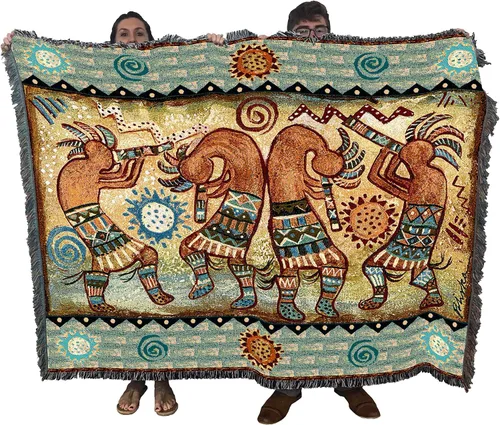 Miniatura 12 de Pure Country Weavers Kokopelli - Manta de The Ancient Ones, diseño de arte del suroeste, manta tejida de algodón, fabricada en los Estados Unidos