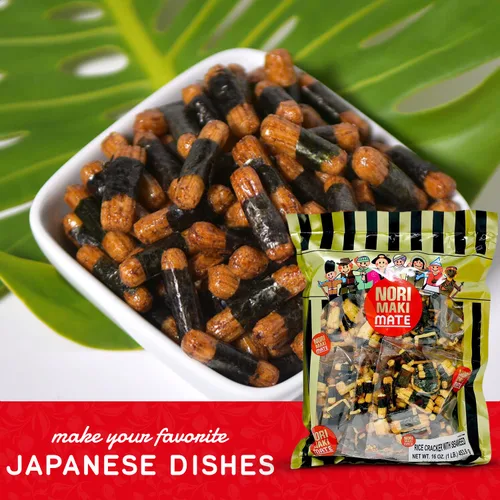Miniatura 6 de Shirakiku Norimaki Arare Mate - Galletas crujientes de arroz japonés Arroz glutinoso, salsa de soja y algas marinas Snacks de galletas de arroz