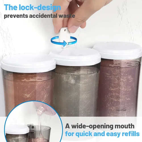 Miniatura 4 de Dispensador de champú y acondicionador de 15.2 fl oz x 3, dispensador de ducha de 3 cámaras sin taladro, dispensador de jabón de ducha montado