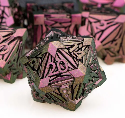 Miniatura 10 de Juego de dados de metal de 7 piezas con caja, dados D y D rojos para Debris RPG para juegos de mesa D&D, juego de rol, juego de dados poliédricos