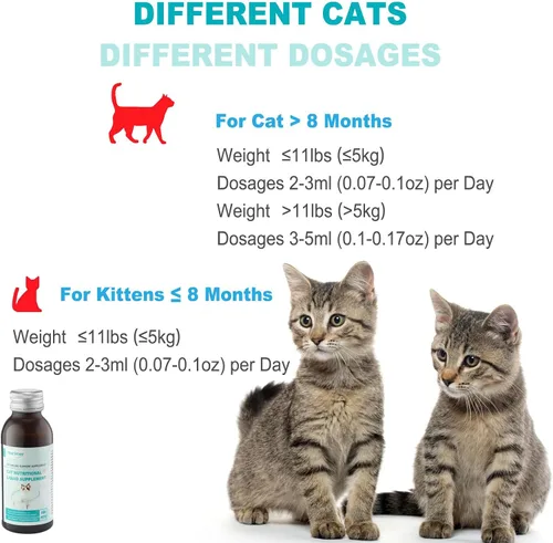 Miniatura 5 de Suplemento líquido de apoyo inmunológico para gatos, fórmula de L-lisina para gatos, 3.38 onzas L-lisina, astrágalo y vitaminas, apoya la salud