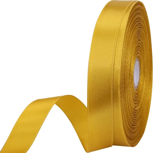 Miniatura 51 de Cinta de satén dorada de 1 pulgada de 50 yardas para envolver regalos, bodas, manualidades, Navidad, Pascua, flores, cabello, decoraciones de Dorado