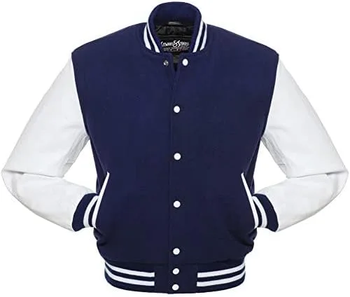 Miniatura 5 de Stewart & Strauss Chaqueta Varsity Letterman original desde 1977 (48 colores del equipo) Lana y cuero XXS a 6XL