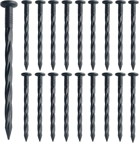 Paquete de 50 clavos de plástico para bordes, picos de anclaje de nailon en espiral para paisajes, estacas de paisaje de jardín de 8 pulgadas para