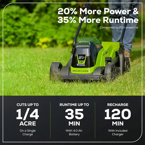 Miniatura 3 de Greenworks Cortacésped inalámbrico de 24 V 13 pulgadas (empuje), batería de 4.0 Ah, cargador + batería adicional de 4.0 Ah