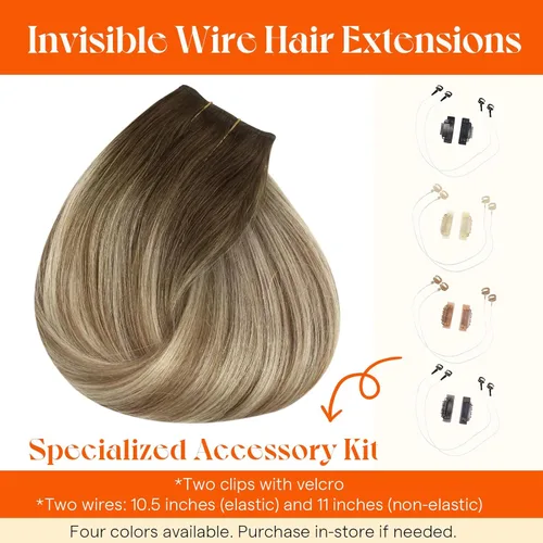 Miniatura 5 de Sunny Hair - Extensiones de cabello humano con banda invisible, color marrón a marrón claro con rubio medio (#3/8/22), 12 pulgadas