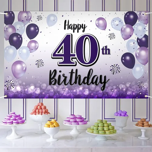 Miniatura 42 de Decoraciones de feliz cumpleaños 30, cartel grande de globo morado de 30 cumpleaños, suministros para fiesta de cumpleaños de 30 años. 30 (EE. UU.)