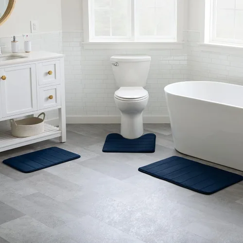 Miniatura 11 de Linenspa Tapete de baño de espuma viscoelástica, antideslizante, absorbente de agua, de secado rápido, lavable a máquina, tapete de baño para baño