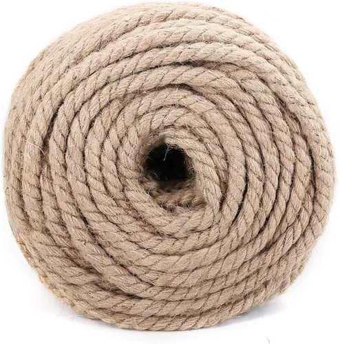 ZOENHOU Cuerda de cáñamo de yute de 100 pies de 1/2 pulgada, 98.4 ft x 0.472 in, cuerda gruesa trenzada natural para manualidades, jardinería,