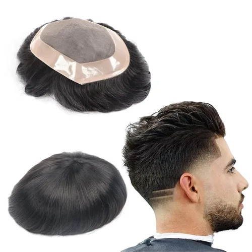 Toupee - Sistema de reemplazo de cabello para hombres, cabello humano real, 5 x 7 pulgadas, base de encaje mono, extensión duradera para hombre,