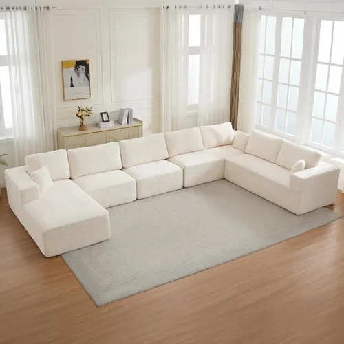 Miniatura 13 de Sofá modular Cloud de 106 pulgadas con diván en forma de L, moderno sofá modular sin hueso con asiento profundo, sofás tapizados para sala de estar