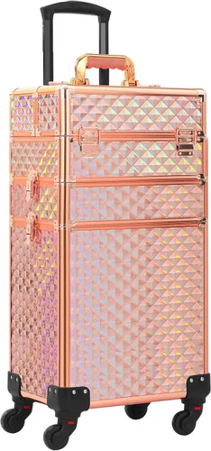 Miniatura 10 de Somduy Estuche de maquillaje rodante 3 en 1, organizadores profesionales de maquillaje, estuche de cosméticos de almacenamiento grande, estuche