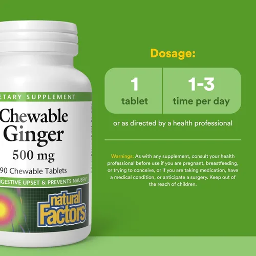 Miniatura 3 de Natural Factors Jengibre masticable 500 mg, 90