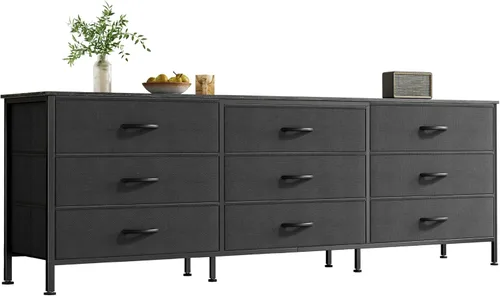Miniatura 24 de Huuger Cómoda de 63 pulgadas para dormitorio, cómoda para armario con 9 cajones de tela, soporte de TV grande para TV de 55, 65, 70 pulgadas, centro