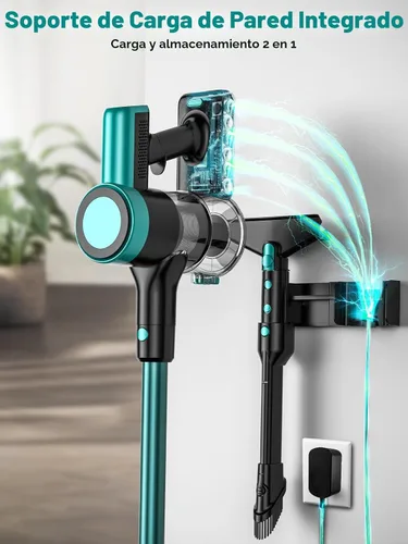 Miniatura 9 de Aspiradora inalámbrica, aspiradora 10 en 1 de 58 Kpa para el hogar, aspiradora de palo de 55 minutos con autopie y pantalla LED, antienredos y carga