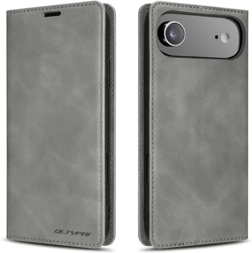 Miniatura 45 de QLTYPRI Funda para iPhone Air, Funda de piel sintética premium TPU parachoques con tarjetero Kickstand adsorción magnética oculta a prueba de golpes