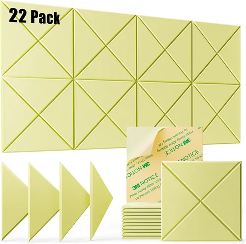 Miniatura 37 de Paquete de 22 paneles acústicos autoadhesivos, 12"X 12"X 0.4" paneles de espuma insonorizante, paneles de pared insonorizados de alta densidad