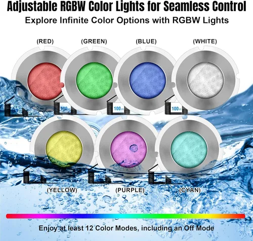 Miniatura 3 de Luces de piscina para piscina enterrada, luz LED de 1.5 pulgadas, luz de piscina y spa, IP68 impermeable, sin nicheles, AC12V, cable de 100 pies