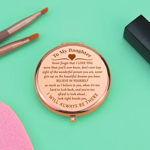 Miniatura 5 de Regalo para hija de mamá, regalo de cumpleaños inspirador para hija, espejo compacto para hijastra, regalos de graduación para hija, espejo