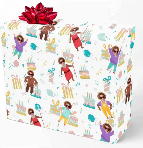 Miniatura 12 de M YESCUSTOM Personalized Birthday Wrapping Paper with Picture Age Custom 1st 18th 30th 40th 50th 60th Happy Birthday Gift Wrapping Paper Roll