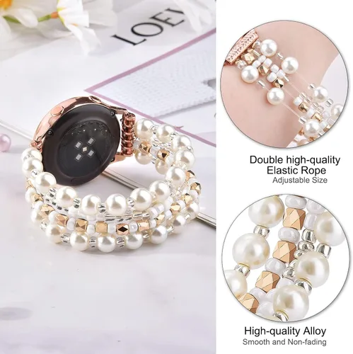 Miniatura 2 de VISOOM Pulsera bohemia con cuentas compatible con Samsung Galaxy Watch 7/6/5/4 1.57/1.73 pulgadas / Active 2 Watch 4 Classic 1.654 pulgadas