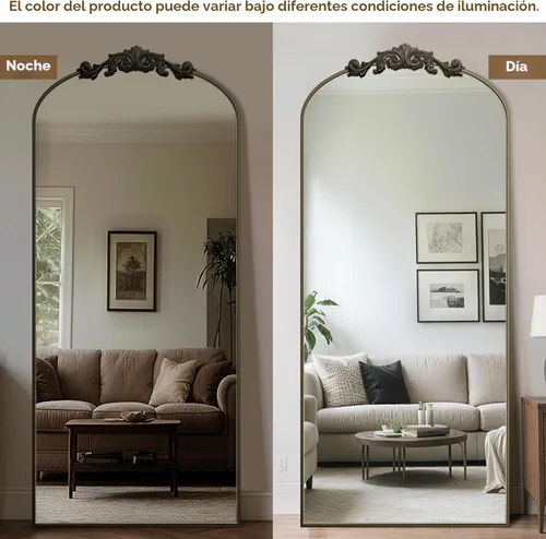 Miniatura 3 de Antok Espejo arqueado de longitud completa, espejo de piso de 71 x 28 pulgadas con tallado, espejos de cuerpo completo para decoración del hogar