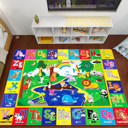 Miniatura 11 de Alfombra de juego para bebé para piso, alfombra de gateo de 6 pies 7 pulgadas x 9 pies, alfombra de juego para bebés de superficie suave, no tóxica