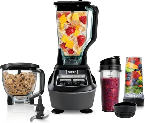 Ninja Mega Kitchen System, 1500 W, licuadora de tamaño completo de 72 onzas y procesador de alimentos de 8 tazas con (2) tazas para llevar de 16