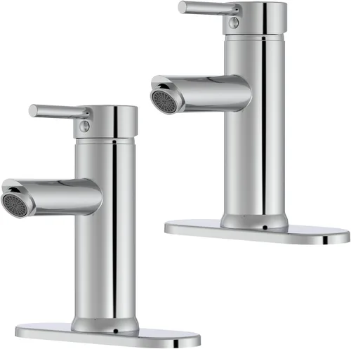 Miniatura 13 de Grifo mando de una sola pieza para fregadero de baño con desagüe desplegable sin desbordamiento Negro
