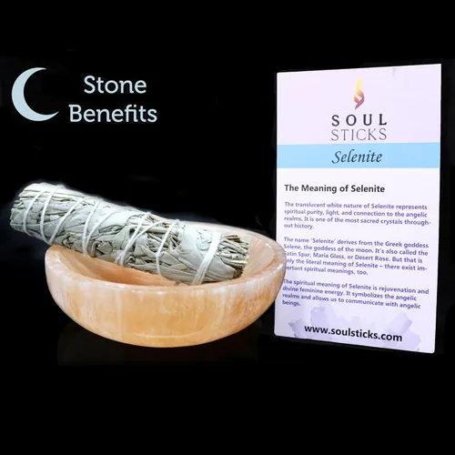 Miniatura 3 de Soul Sticks Cuencos de cristal de selenita para manchas, curación y recarga de cristales, cuenco de selenita pura y estación de carga de cristal