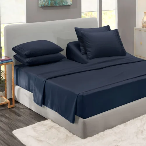 Miniatura 88 de Clara Clark - Juego de sábanas King con Flex Top, 6 piezas - Sábanas de lujo para cama King con cabeza dividida, juego de cama súper suave, King