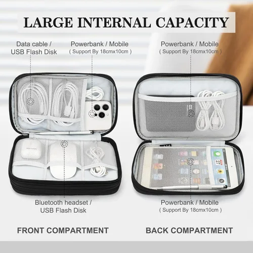 Miniatura 3 de FYY Organizador electrónico, organizador de cables de viaje, bolsa organizadora de cables electrónicos, funda de transporte, portátil, impermeable