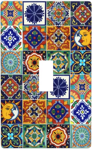 Talavera - Azulejos mexicanos de una sola banda, placas de pared para decorar enchufes eléctricos, placa de interruptor, placa decorativa de pared,