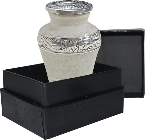 Miniatura 17 de BOLD&DIVINE Urna texturizada de esmalte perlado Urna conmemorativa texturizada de gránulo divino para cenizas humanas, funeral, entierro